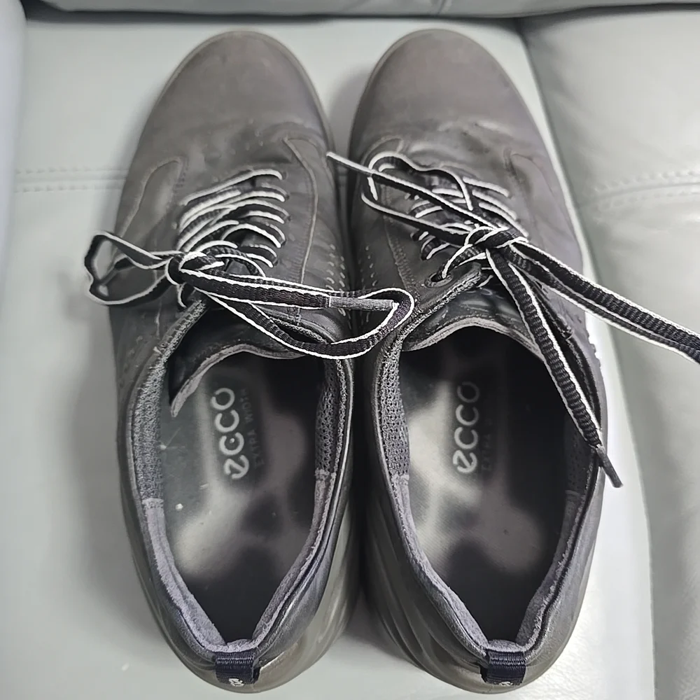 Ecco Cage Pro Hydromax Black Leather Spikeless Golf Shoes Men's Size‎ 42/8-8.5
